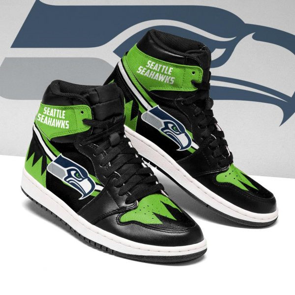 Women's Seattle Seahawks AJ High Top Leather Sneakers 003